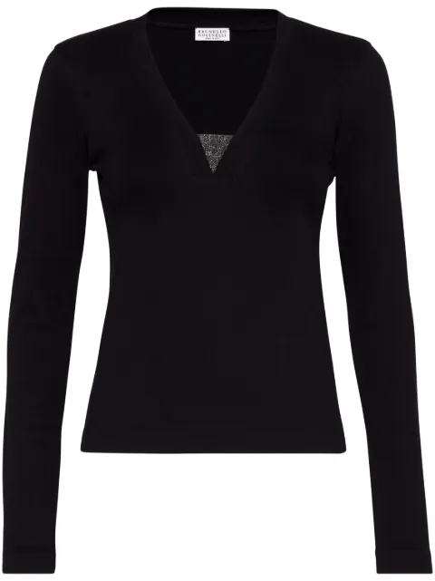 Brunello Cucinelli Monili-embellished T-shirt Black M0TC8EL682C101