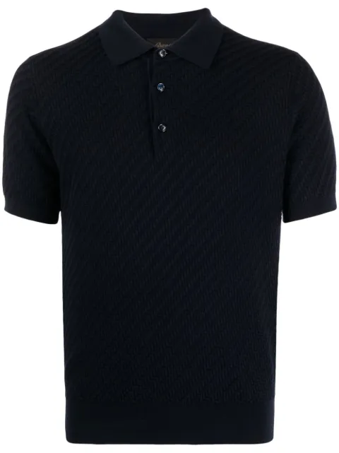 Brioni waffle-knit polo shirt Blue UMR20OPAK22PAK22