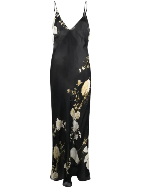 Carine Gilson floral-print maxi camisole dress Black BD0265PC23BDK