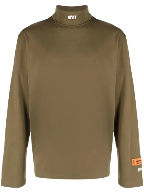 Heron Preston logo-print long-sleeve top Green HMAB027S23JER0015501