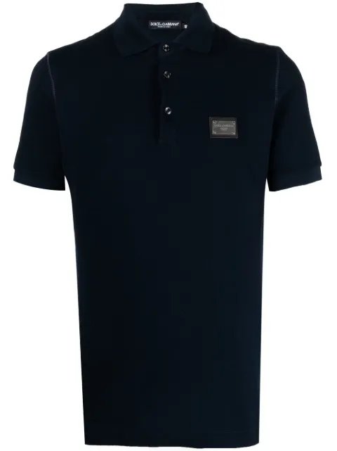 Dolce & Gabbana DG Essentials cotton piqué polo shirt Blue G8PL4TG7F2H