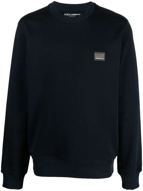 Dolce & Gabbana logo-tag cotton sweatshirt Blue G9ABJTG7F2G