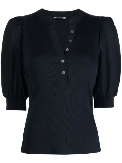 Veronica Beard button-up puff sleeves top Blue J2211JY0200831