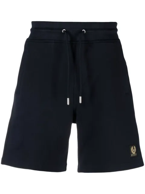 Belstaff logo-patch cotton track shorts Blue 104305DKINK