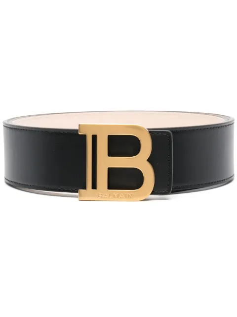 Balmain logo-plaque leather belt Black UN1A002LMJC