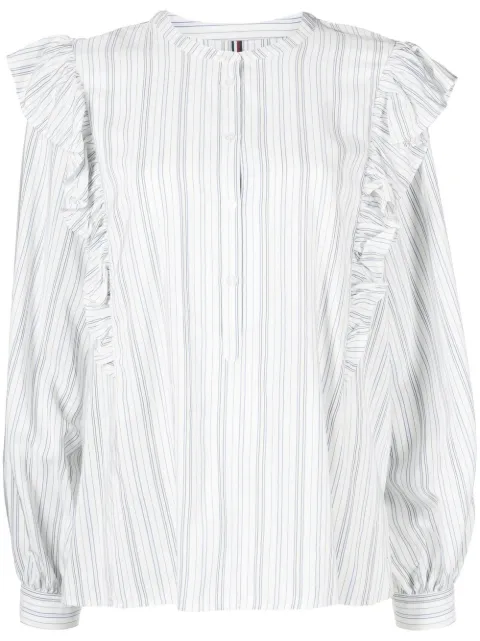 Tommy Hilfiger striped ruffle-trim blouse White WW0WW37125