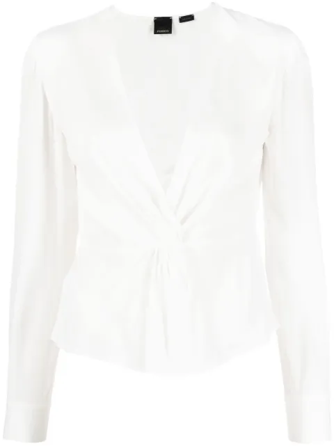 PINKO twisted V-neck blouse White 1001088889Z15