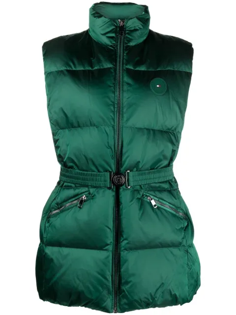 Tommy Hilfiger logo-patch padded gilet Green WW0WW37607