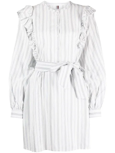 Tommy Hilfiger Regular stripe short ruffle dress White WW0WW37587