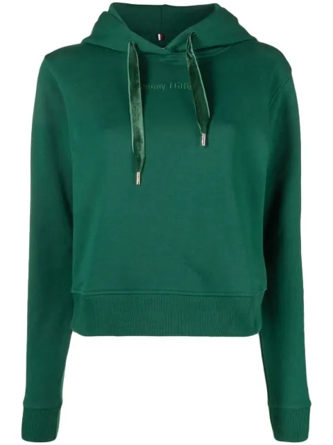Tommy Hilfiger logo-embroidered long-sleeve hoodie Green WW0WW37174