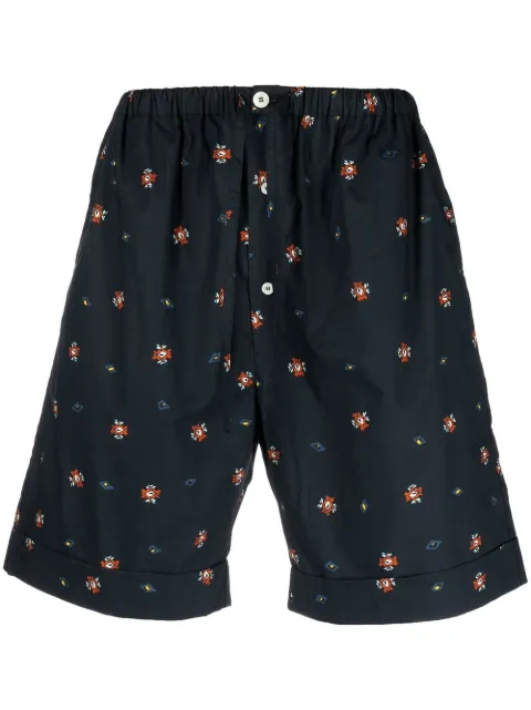 Nick Fouquet graphic-print drawstring shorts Blue NFMW30011ANW031