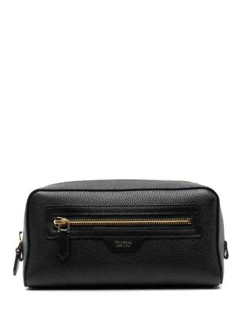 TOM FORD grained-leather logo-stamp wash bag Black Y0356LCL213G