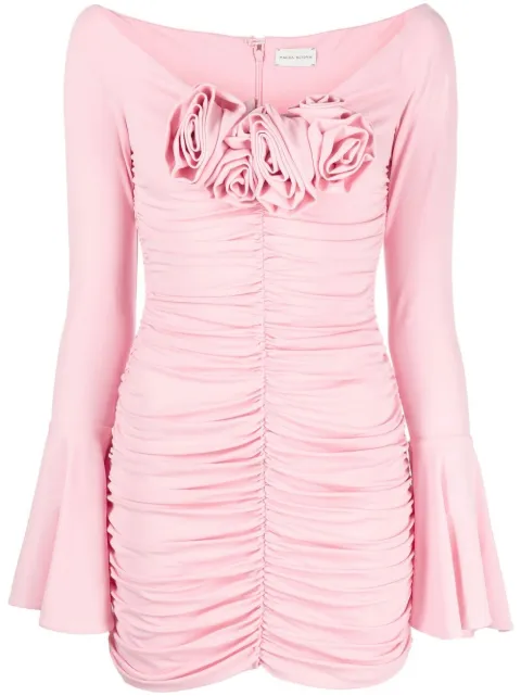 Magda Butrym rose-appliquéd ruched minidress Pink 242423