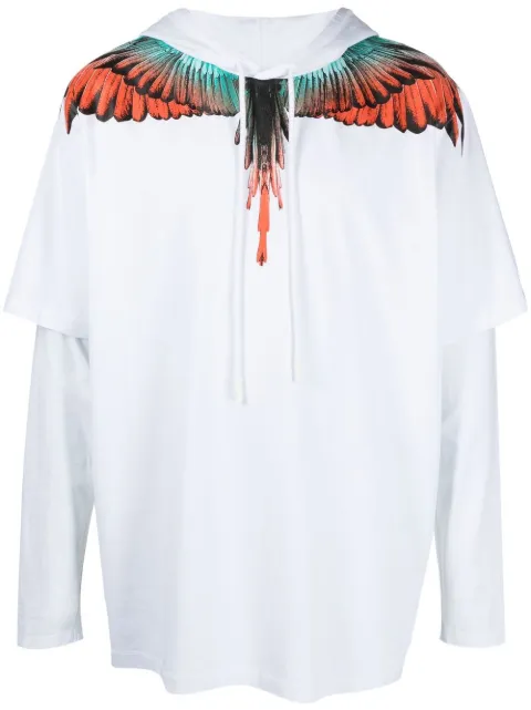 COUNTY OF MILAN bird-print layered hoodie White CMAB044S23JER0010120