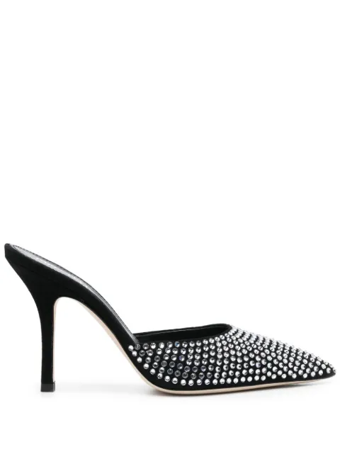 Paris Texas 100mm Hollywood embellished leather mules Black PX591XSACH