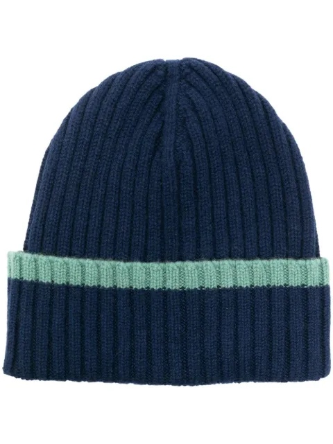 Dell'oglio stripe-trim cashmere beanie Blue 168RCASHMERE