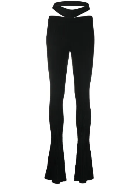 ANDREĀDAMO cut-out ribbed-knit trousers Black ADPS23PA09947473