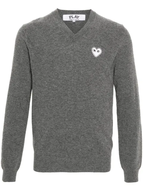 Comme Des Garçons Play heart-patch mélange-effect wool jumper Grey P1N060051