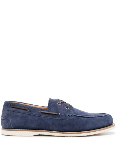Brunello Cucinelli lace-up suede boat shoes Blue MZUSILS776C7665