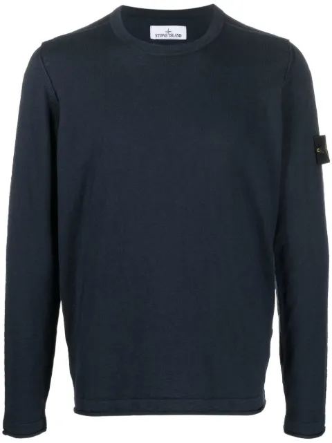 Stone Island logo-patch sleeve jumper Blue L1S155100052S00B0