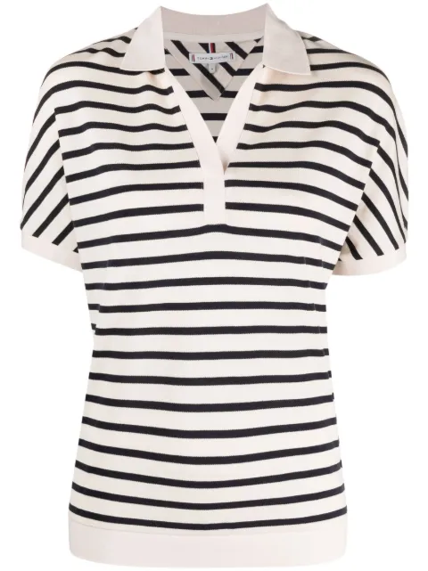 Tommy Hilfiger striped split-neck T-shirt Neutrals WW0WW37815