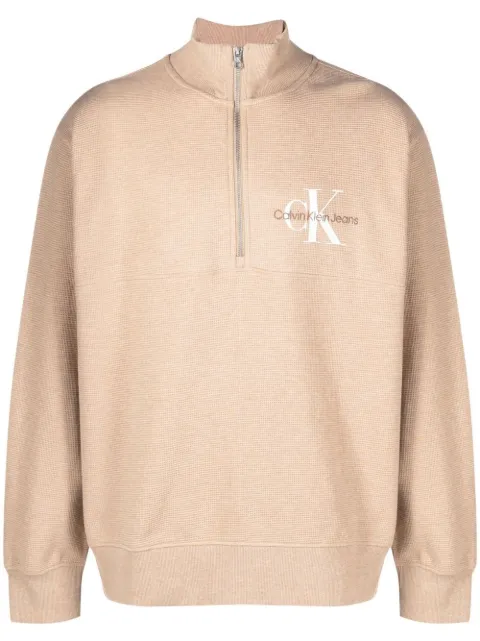 Calvin Klein Jeans monologo waffle high-neck sweatshirt Neutrals J30J322623