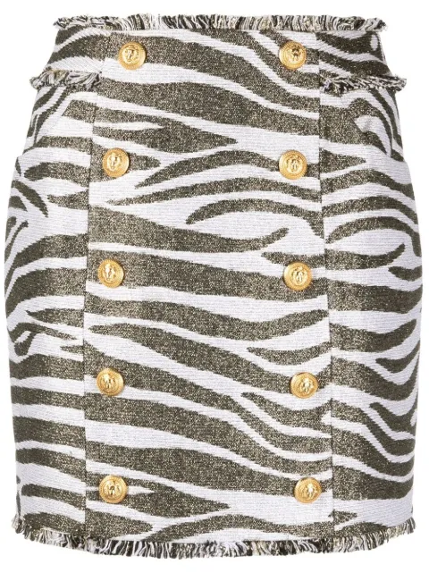 Balmain zebra print high-waisted miniskirt White AF1LB815VC80