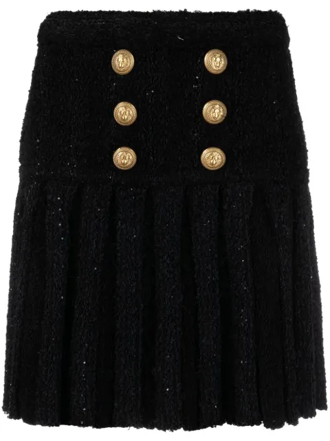 Balmain high-waisted button-detail skirt Black AF1LB659KD76