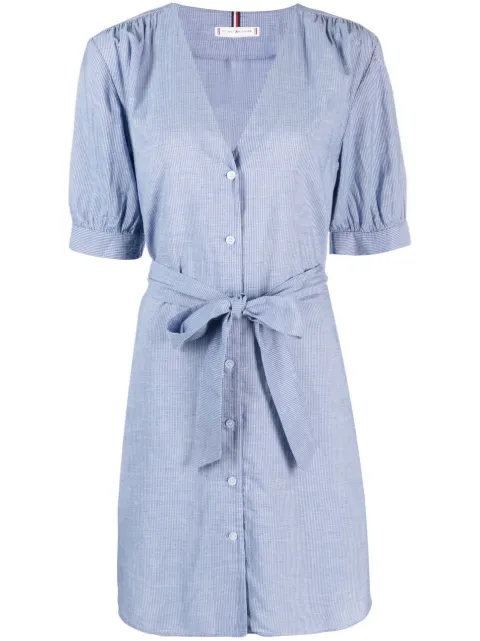 Tommy Hilfiger striped belted shirt dress White WW0WW39222