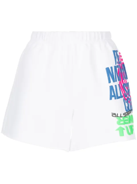 P.E Nation slogan-print elasticated-waist shorts White 22PE4S286