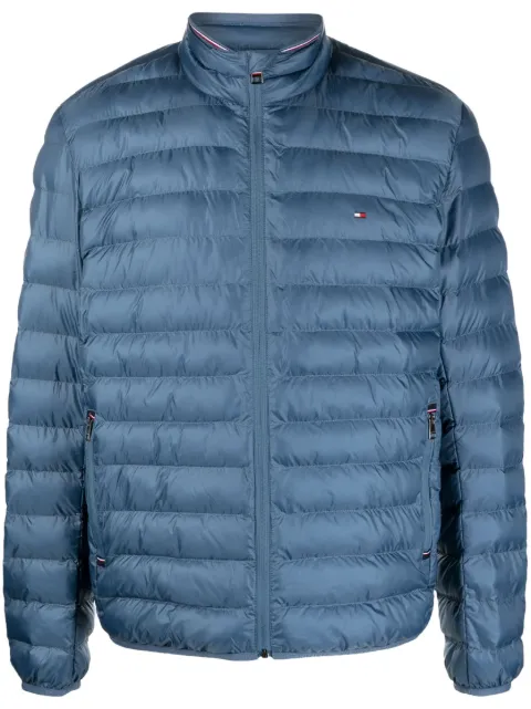 Tommy Hilfiger logo-patch zipped puffer jacket Blue MW0MW18763