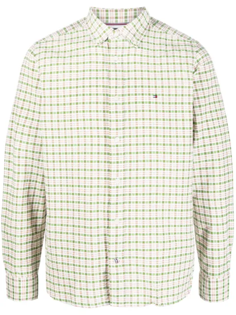 Tommy Hilfiger gingham-pattern cotton shirt Green MW0MW30669