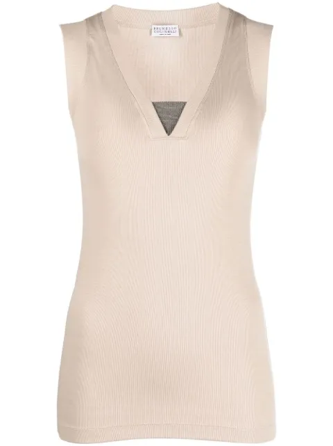 Brunello Cucinelli Monili-chain ribbed tank top Neutrals M0TC8EL672C8539