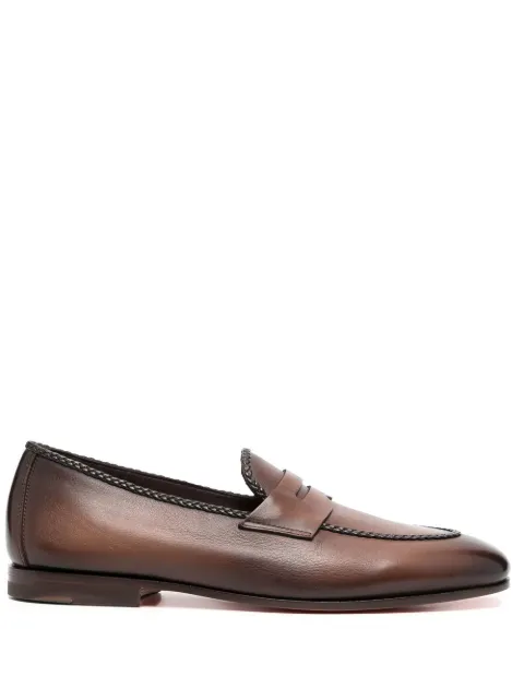 Santoni leather penny loafers Brown MCNC18399SA4SGFRT50