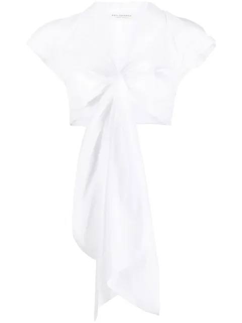 Philosophy Di Lorenzo Serafini cropped taffeta blouse White A02040718
