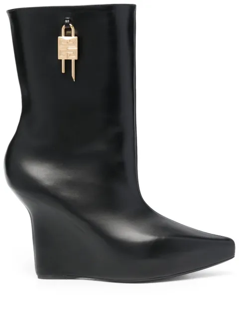 Givenchy 120mm padlock wedge boots Black BE6041E1M1