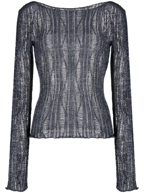 VOZ boat-neck open-knit sweater Blue VK50MIDNIGHT