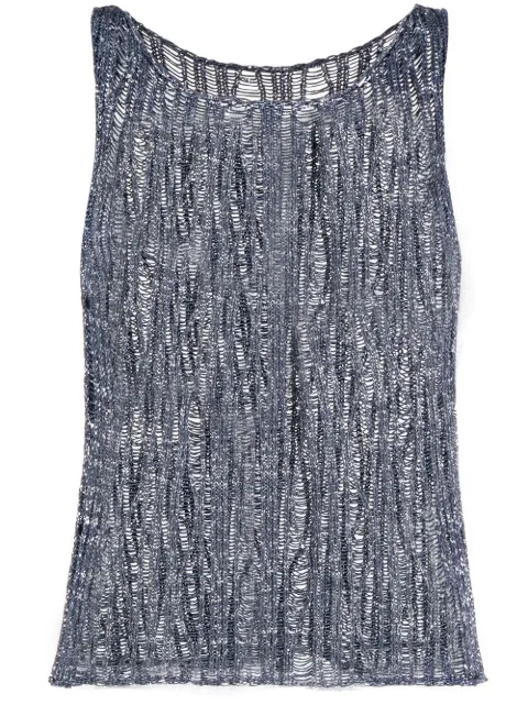 VOZ lace knit tank top Blue VK49MIDNIGHT