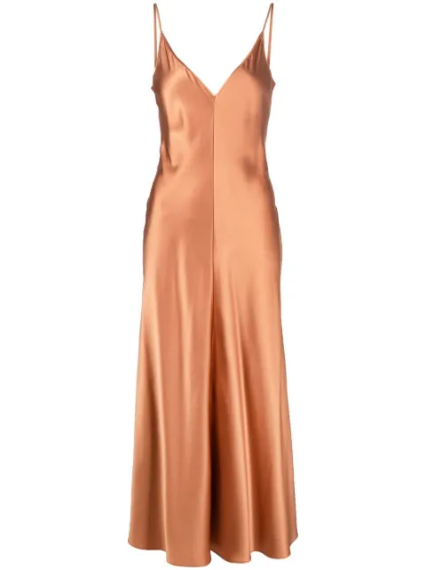 VOZ satin-finish V-neck dress Brown VD60TERRACOTTA