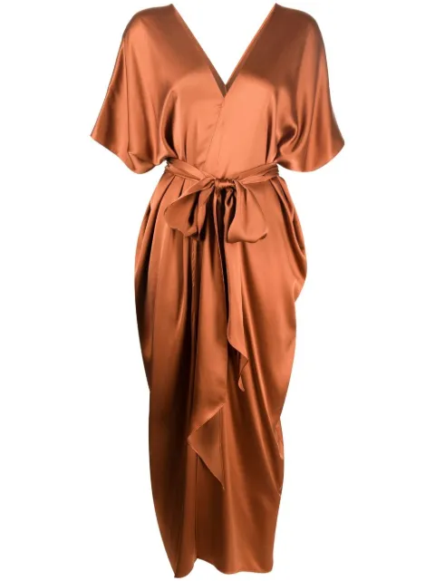 VOZ tied-waist kaftan dress Brown VD59RUST