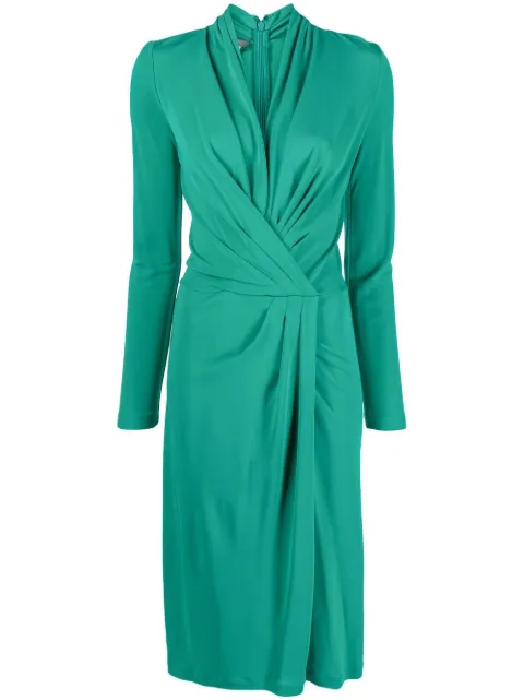 Alberta Ferretti twisted-front long-sleeved midi dress Green AEF231U04051621