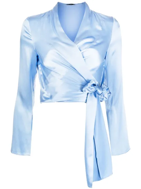 VOZ silk wrap blouse Blue VT27PERIWINKLE