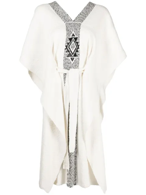 VOZ Estrella tied-waist kaftan White VM83IVORYBLACK