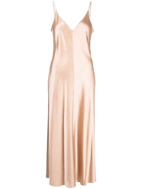 VOZ satin V-neck slip dress Gold VD60PEACH