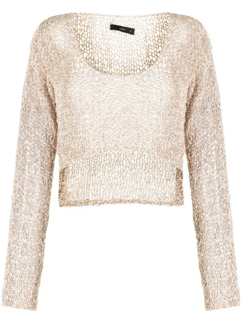 VOZ cropped loose-knit jumper Brown VT40SAND
