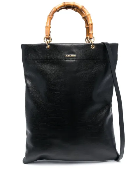 Jil Sander bamboo-handle leather tote bag Black J07WC0018P5385