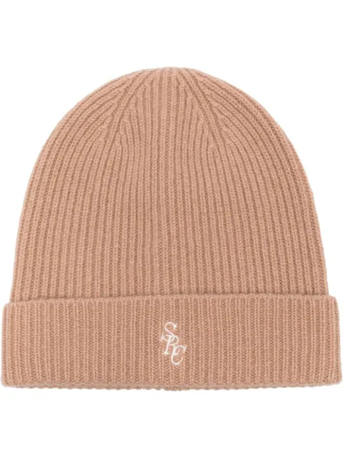 Sporty & Rich logo-embroidered ribbed-knit beanie Brown AC731CA