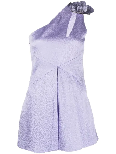 Genny floral-appliqué one-shoulder playsuit Purple 74AAN121N0180
