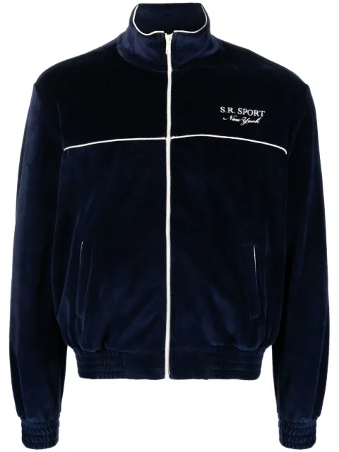 Sporty & Rich logo-embroidered zipped sweatshirt Blue JA751NA