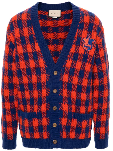 Gucci Interlocking GG gingham wool cardigan Orange 711571XKCLY